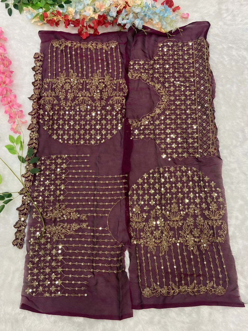 Maroon Kasturi Silk Georgette Saree