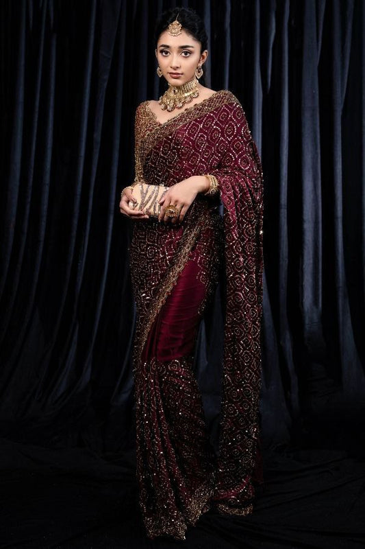 Maroon Kasturi Silk Georgette Saree