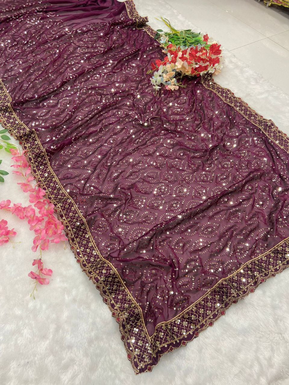 Maroon Kasturi Silk Georgette Saree