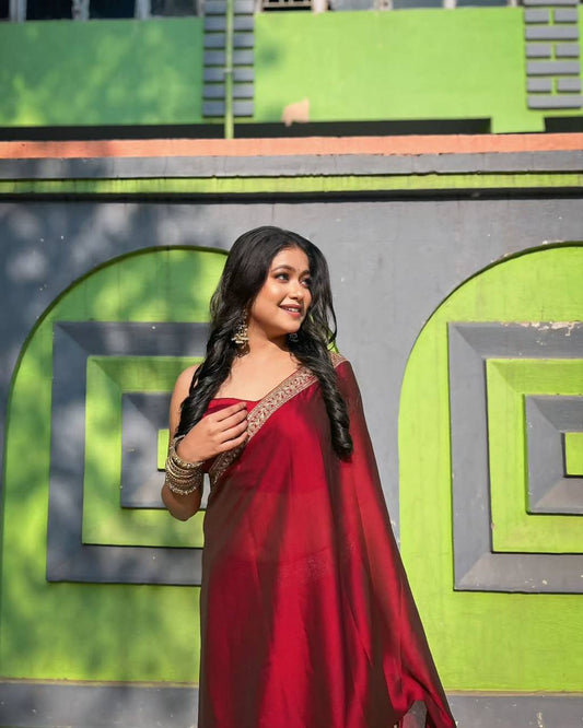 Maroon Party Wear Rangoli Saree