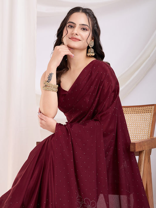 Maroon Ready To Wear Rangoli Silk Saree