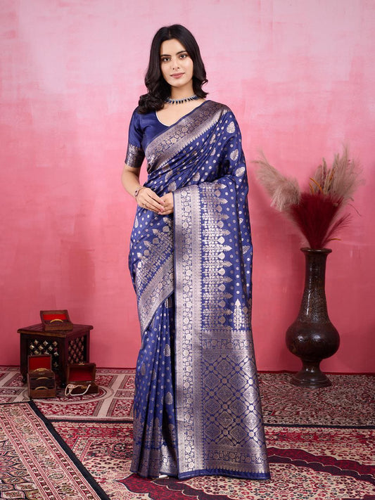 Navy Banarasi Silk Saree