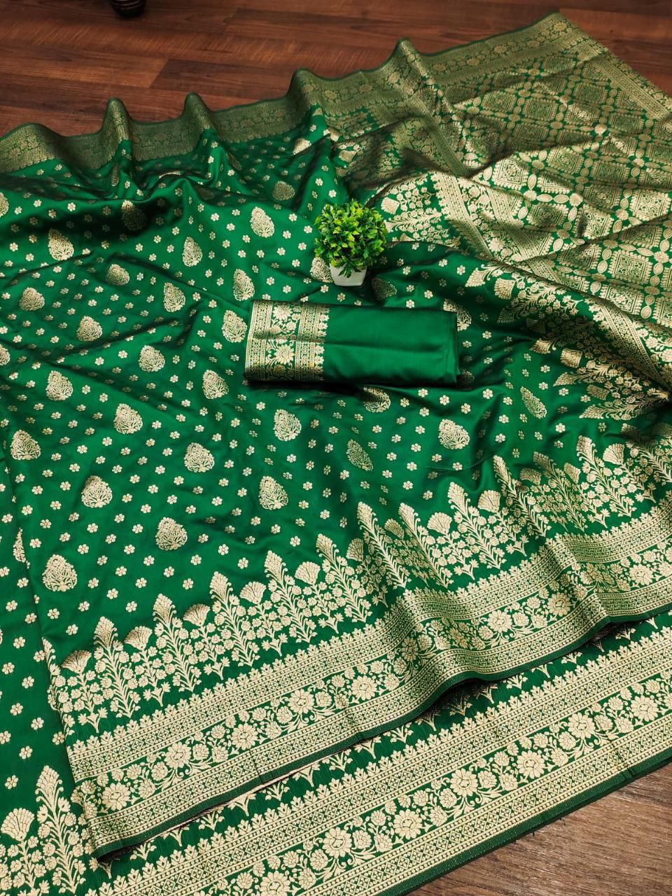 Green Banarasi Silk Saree