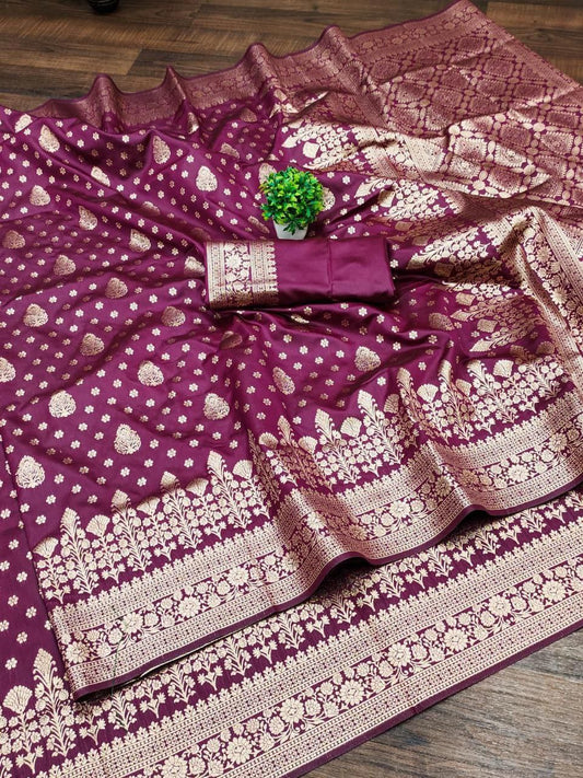 Magenta Banarasi Silk Saree