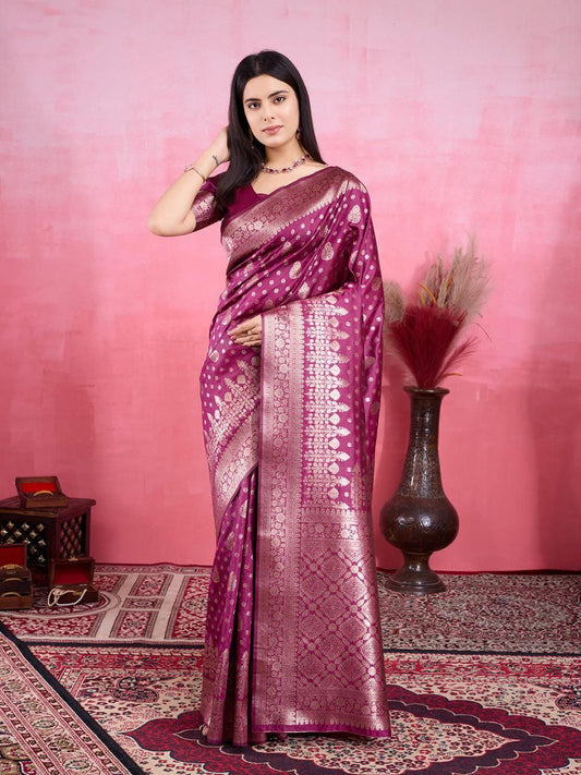 Magenta Banarasi Silk Saree