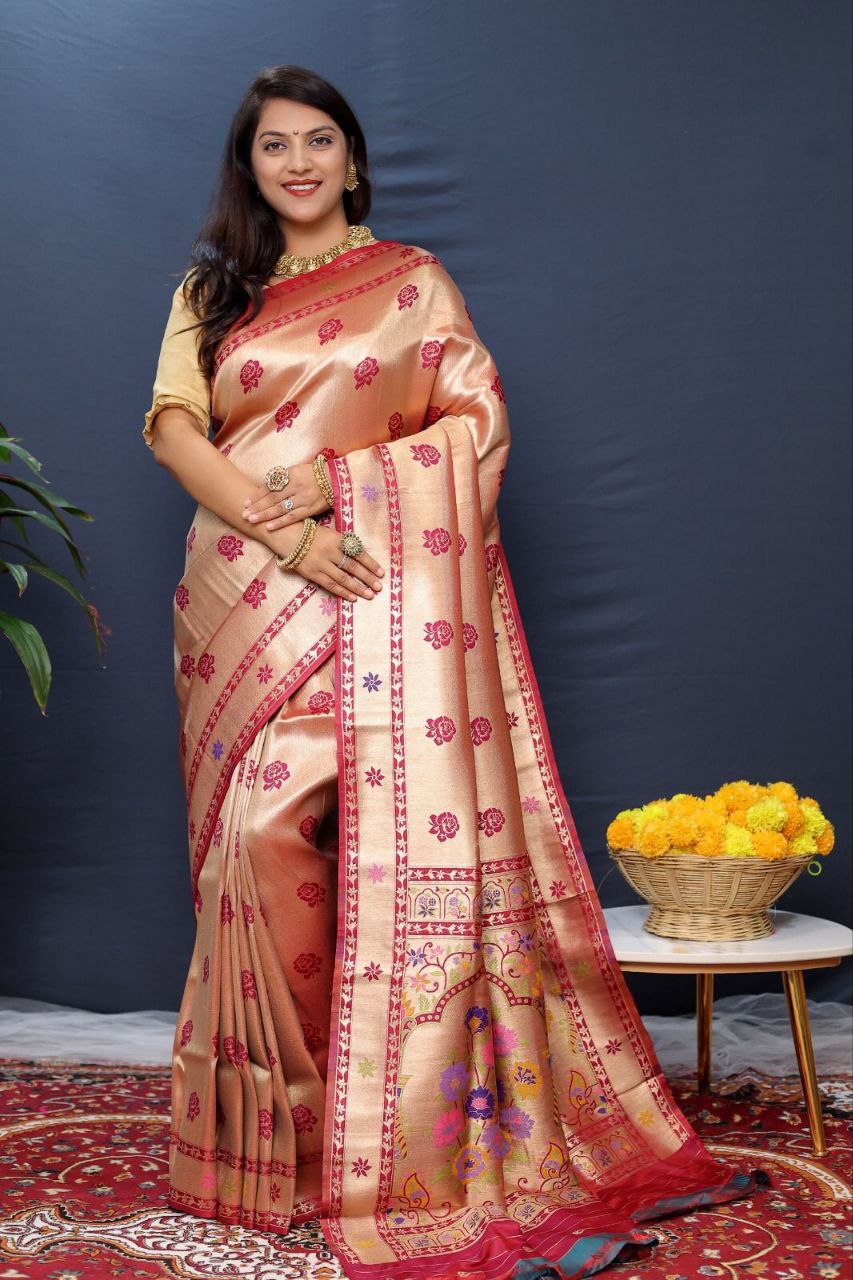 Maroon Traditional Paithani Handloom Silk Saree
