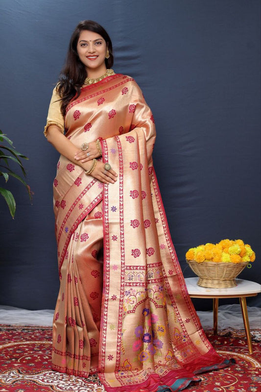 Maroon Traditional Paithani Handloom Silk Saree