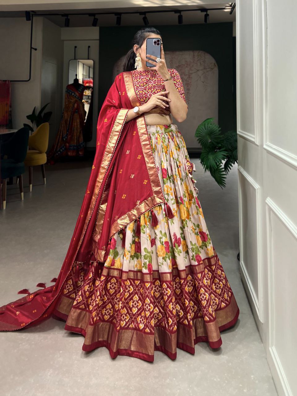 Maroon Traditional Wedding Wear Silk Lehenga