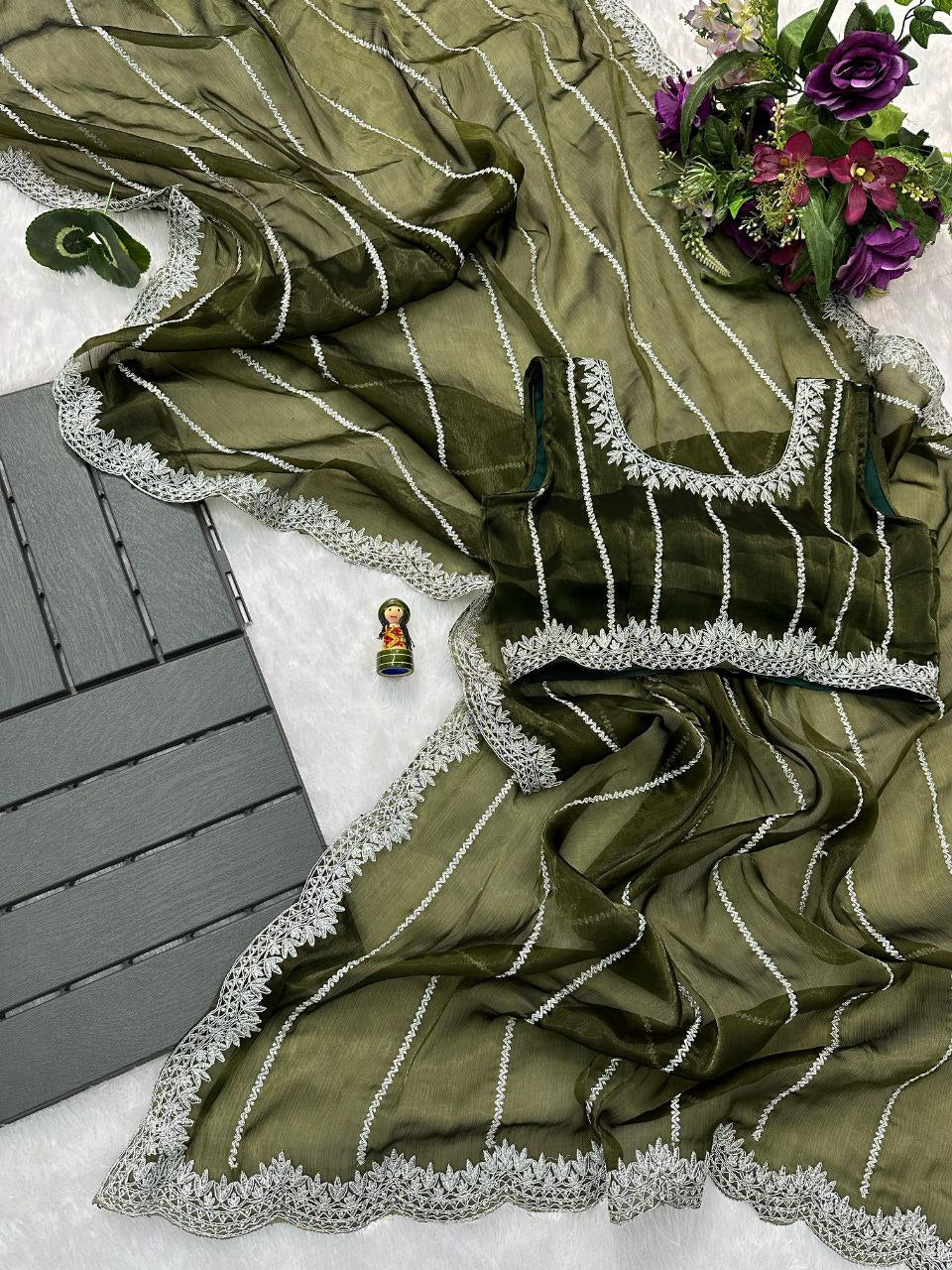 Mehndi Designer Burberry Silk Saree