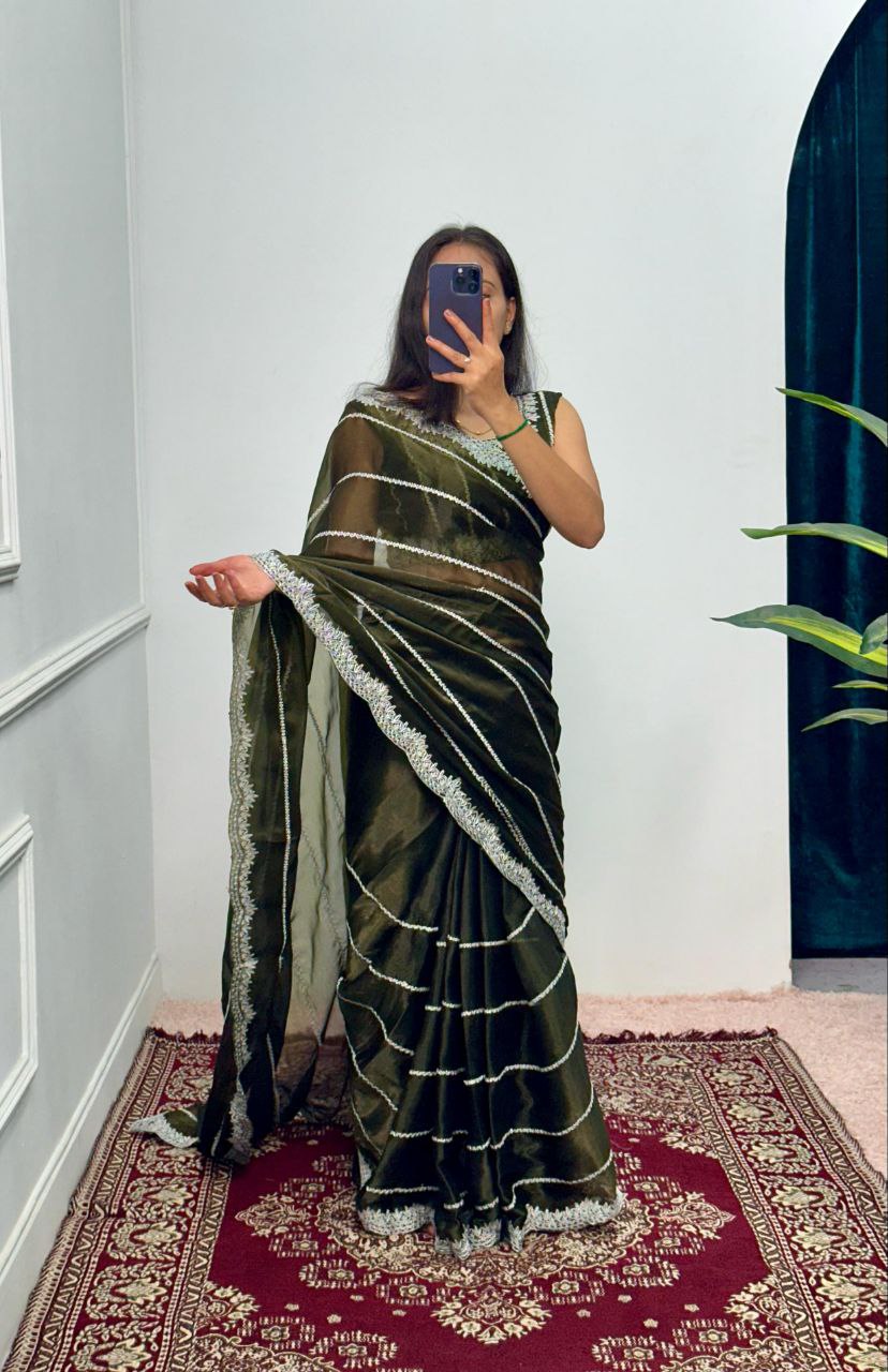 Mehndi Designer Burberry Silk Saree