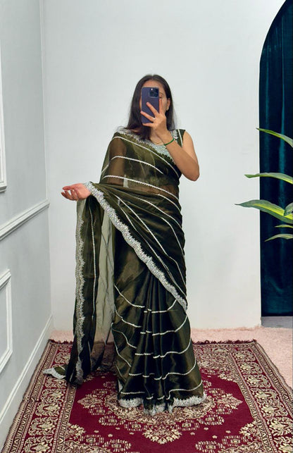 Mehndi Designer Burberry Silk Saree