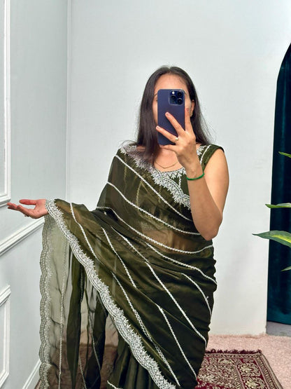 Mehndi Designer Burberry Silk Saree