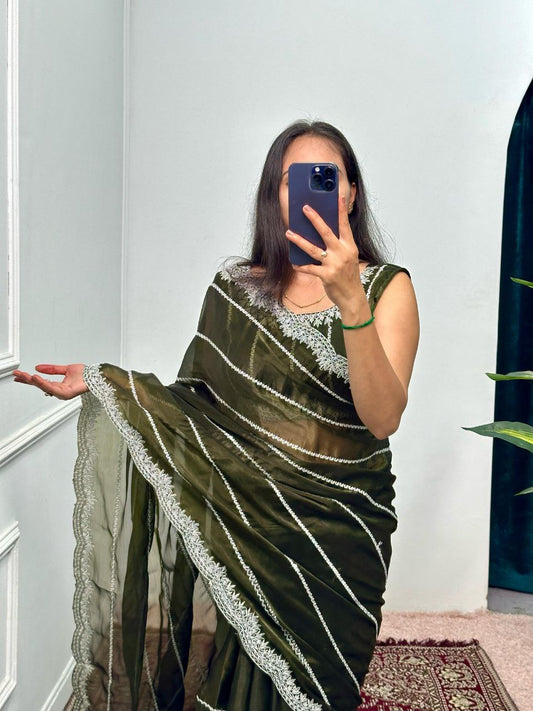 Mehndi Designer Burberry Silk Saree