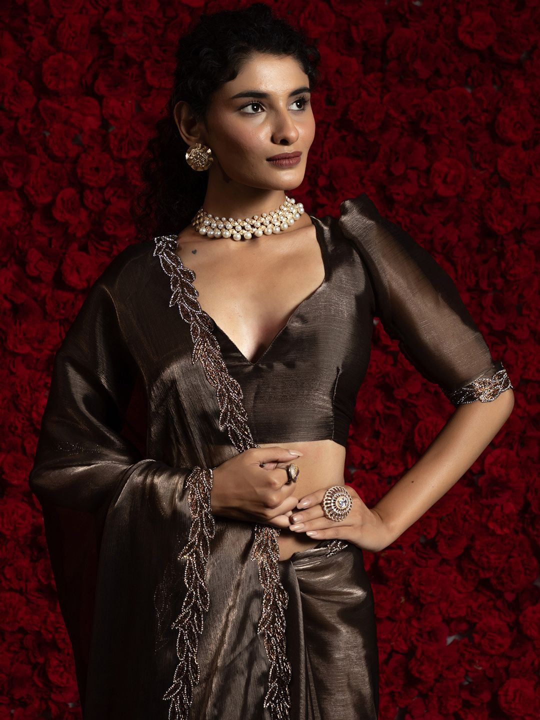 Metallic Party Wear Tissue Chiffon Saree | 100% Original Saree