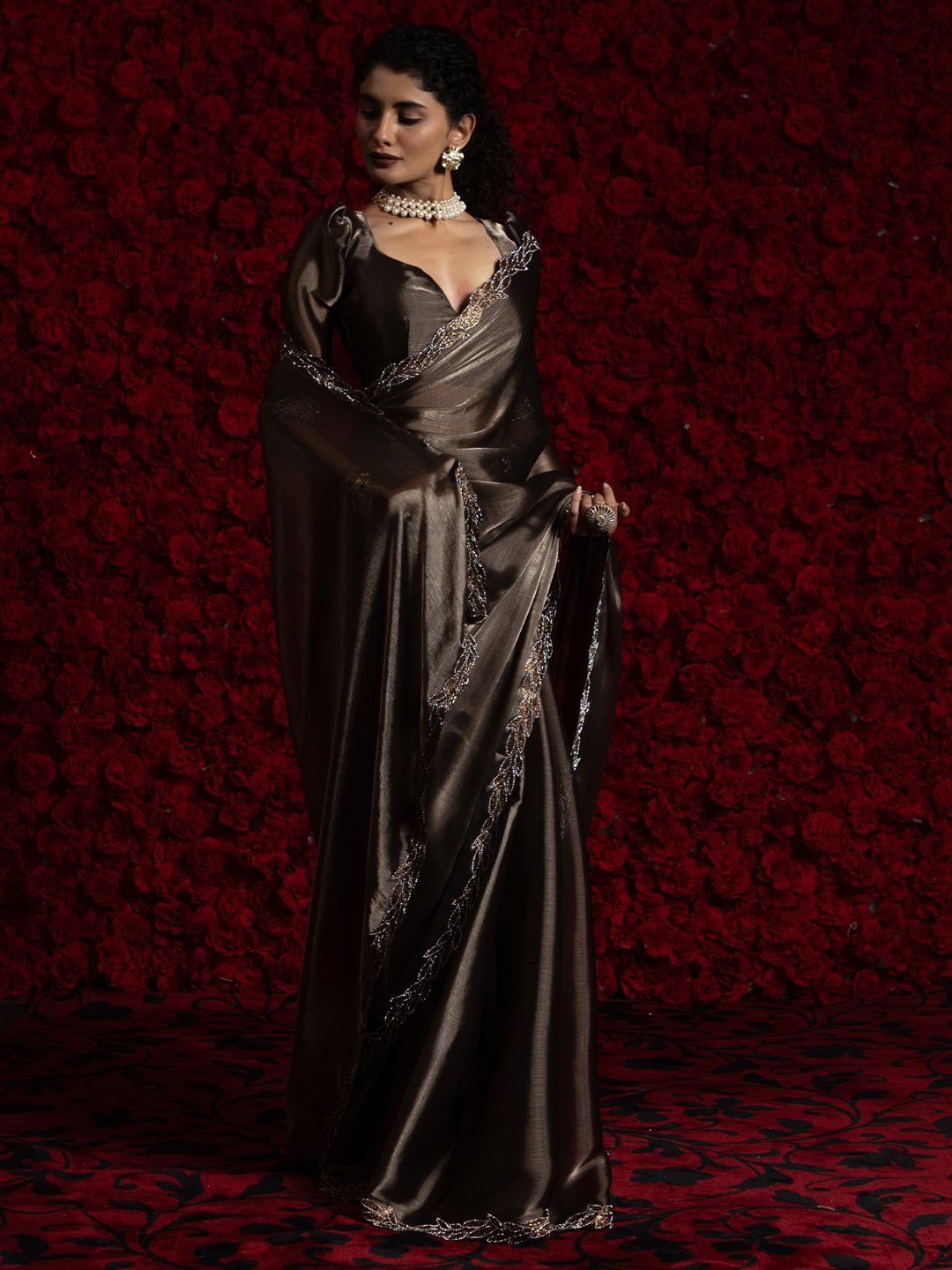 Metallic Party Wear Tissue Chiffon Saree | 100% Original Saree