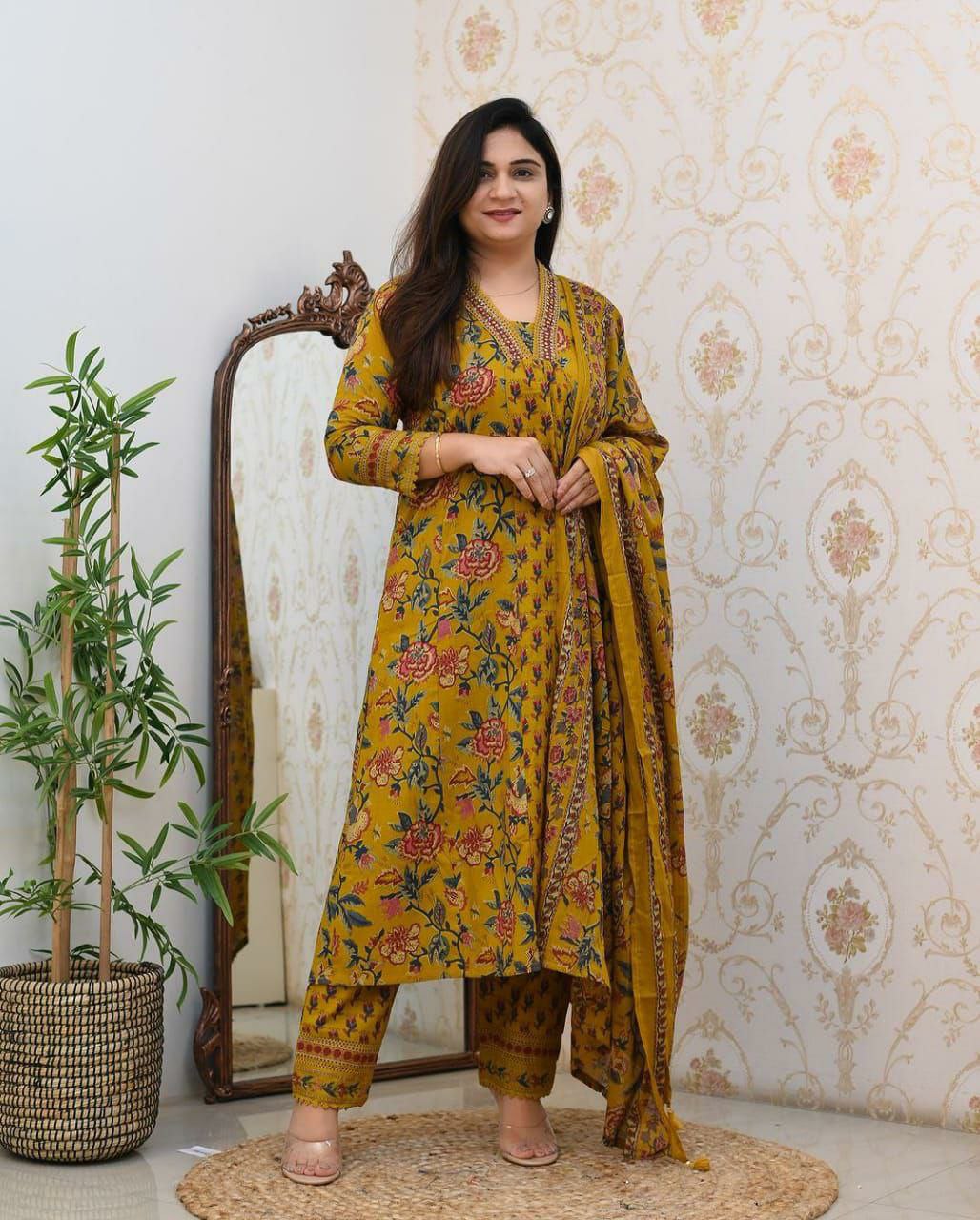 Mil Printed Cotton Kurta Pant With Dupatta