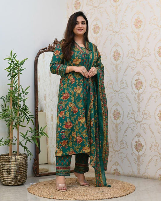 Mil Printed Cotton Kurta Pant With Dupatta