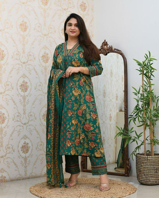 Mil Printed Cotton Kurta Pant With Dupatta