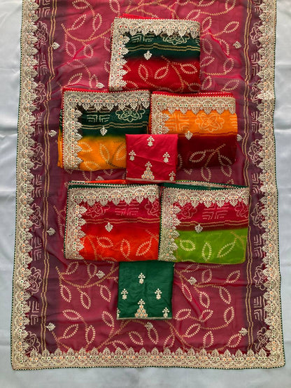 Multi Color Bandhej Printed Georgette Saree