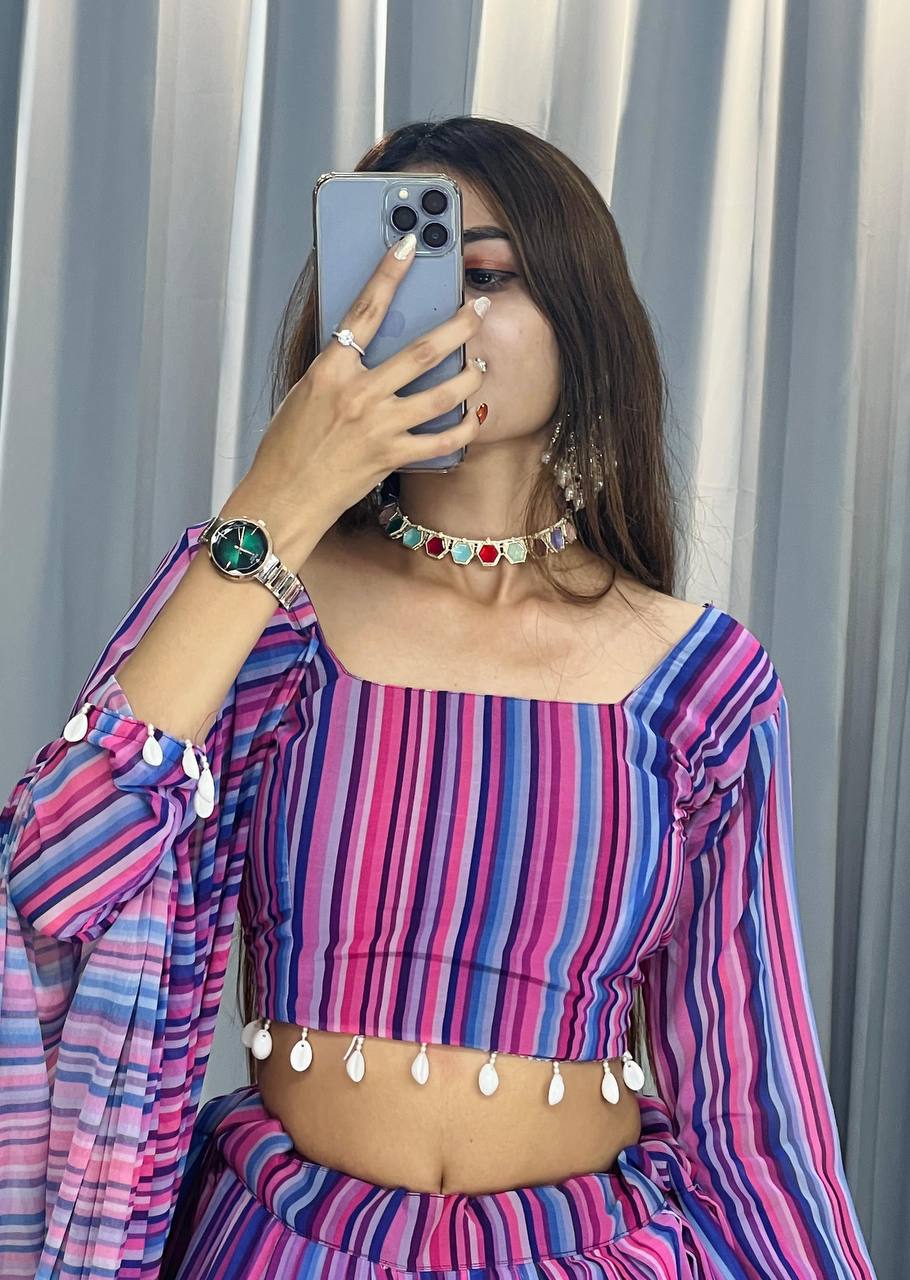 Multi Color Designer Georgette Lehenga