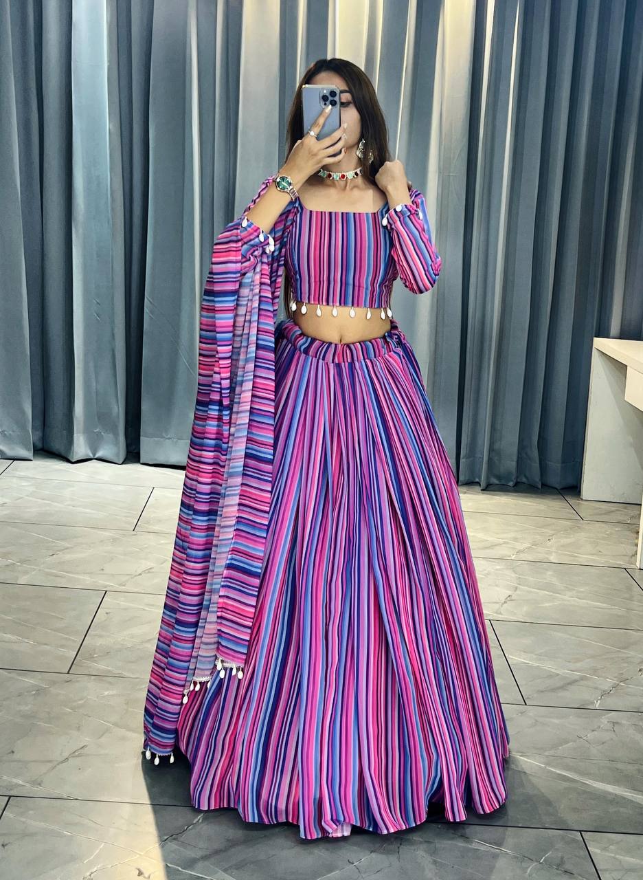 Multi Color Designer Georgette Lehenga
