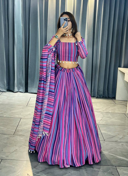 Multi Color Designer Georgette Lehenga