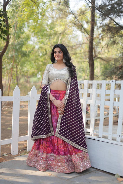 Multi Color Georgette Lehenga Choli For Wedding