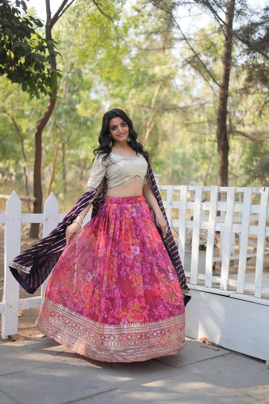 Multi Color Georgette Lehenga Choli For Wedding