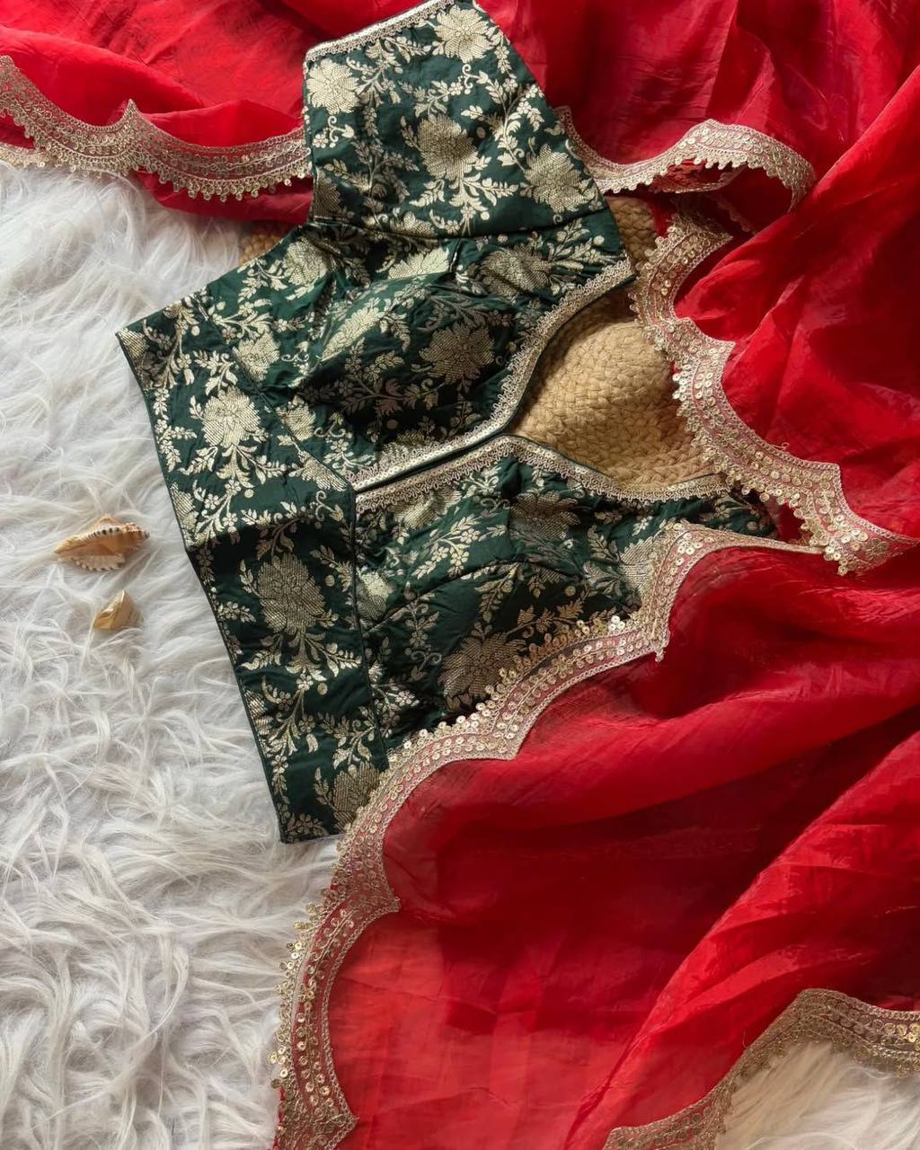 Multi Color Gold Crush Tissue Saree