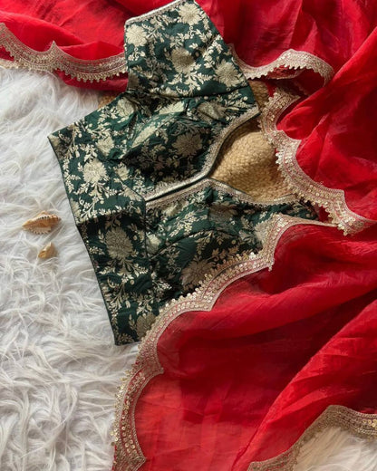 Multi Color Gold Crush Tissue Saree