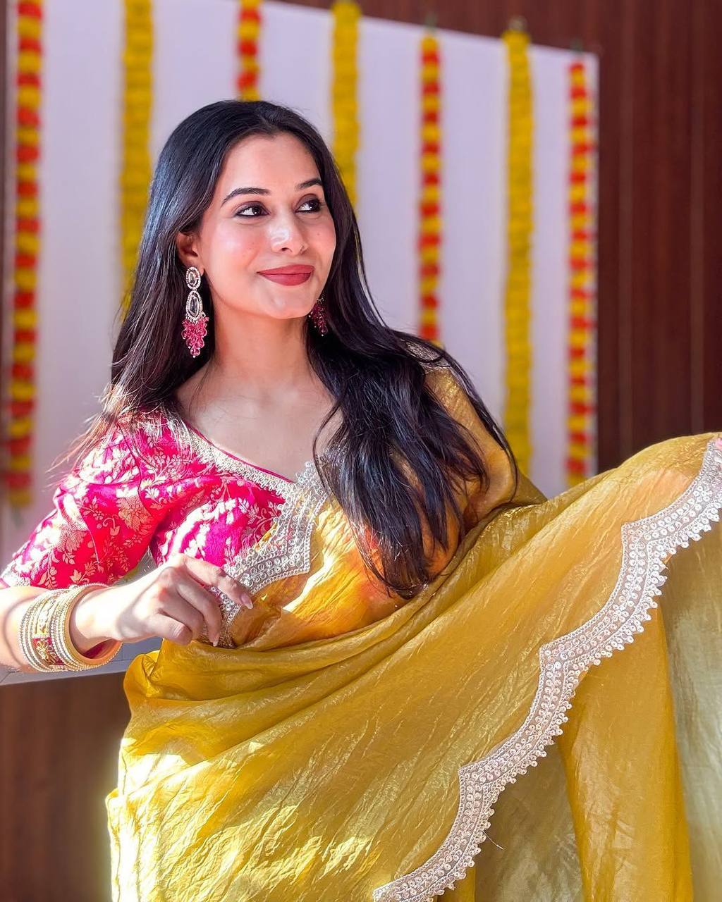 Multi Color Gold Crush Tissue Saree