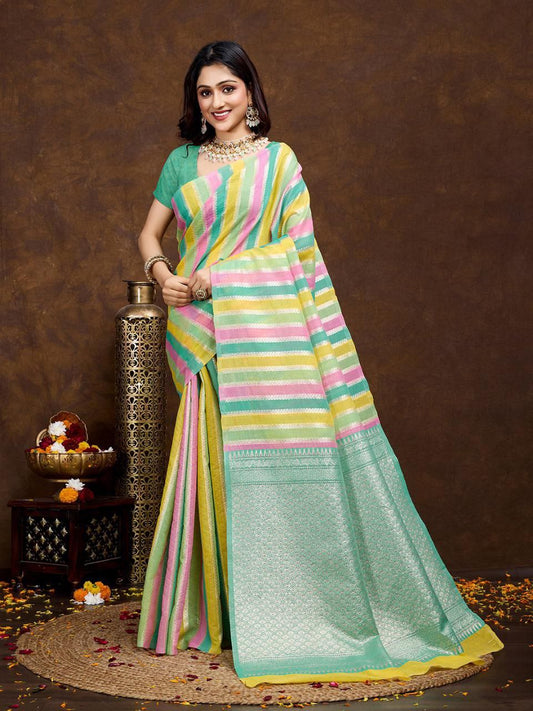 Multi Color Rich Cotton Silk Saree