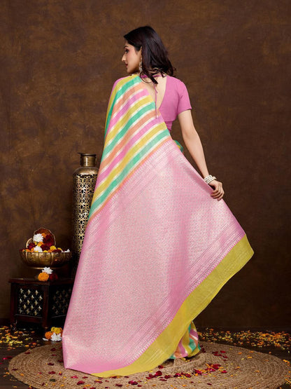 Multi Color Rich Cotton Silk Saree