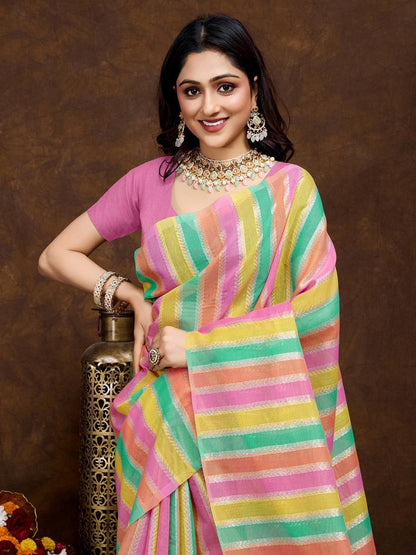 Multi Color Rich Cotton Silk Saree