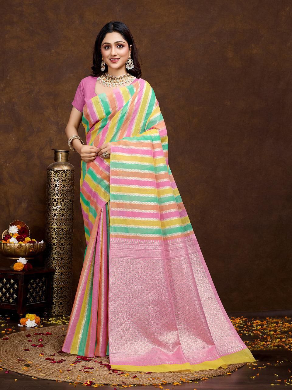 Multi Color Rich Cotton Silk Saree