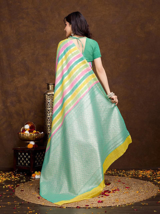 Multi Color Rich Cotton Silk Saree