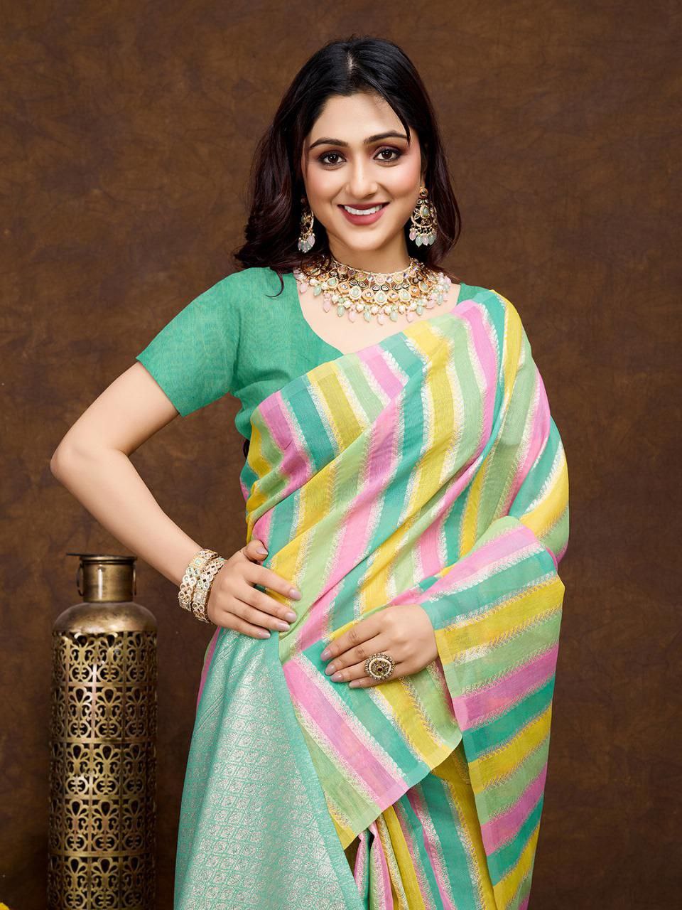 Multi Color Rich Cotton Silk Saree