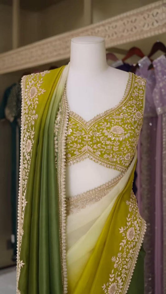 Multicolor Designer Taby Silk Saree