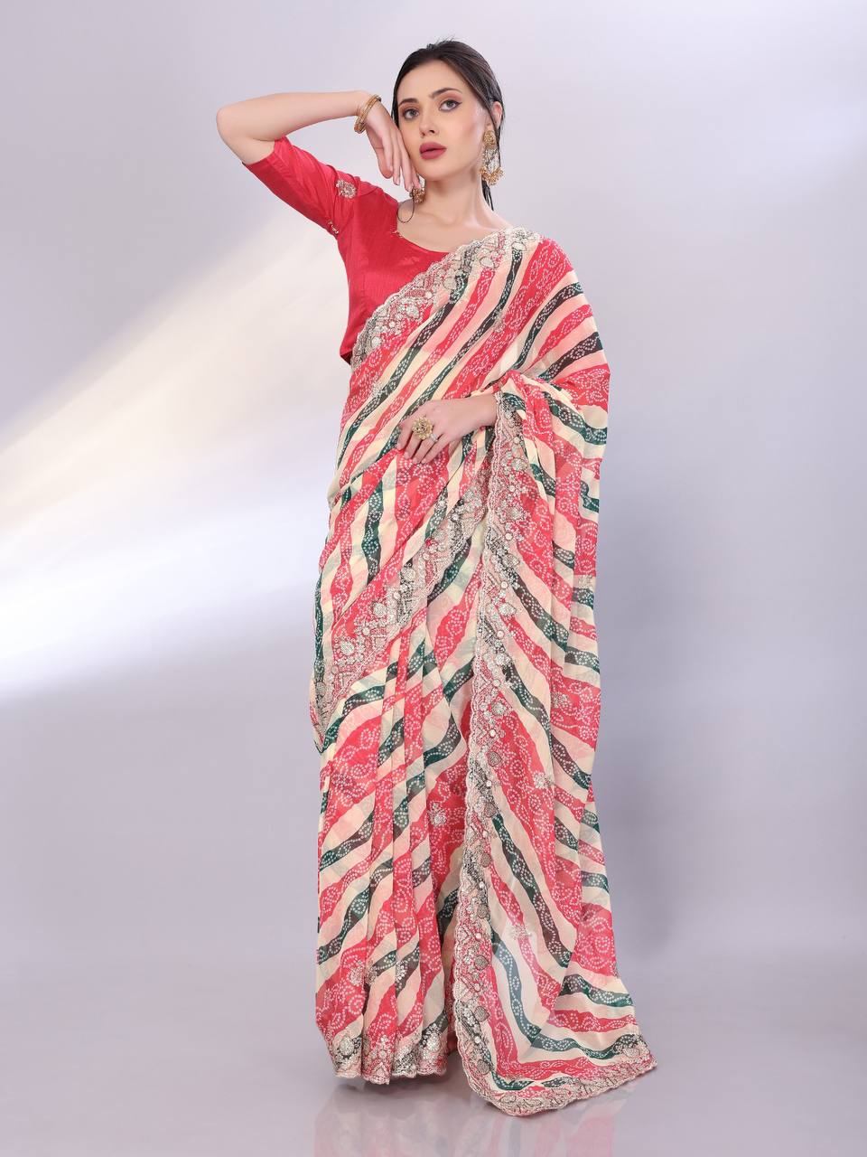 Multicolor Digital Printed Georgette Saree