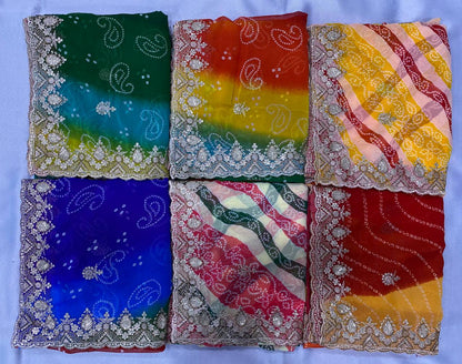 Multicolor Digital Printed Georgette Saree