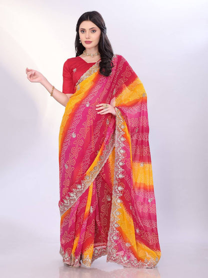 Multicolor Digital Printed Georgette Saree
