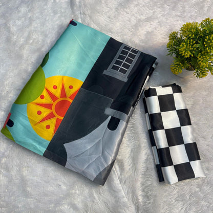 Multicolor Fancy Designer Japan Satin Silk Saree