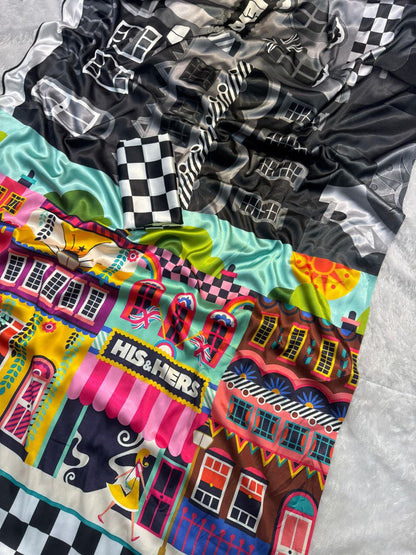 Multicolor Fancy Designer Japan Satin Silk Saree