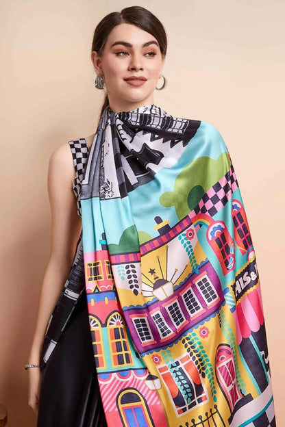 Multicolor Fancy Designer Japan Satin Silk Saree