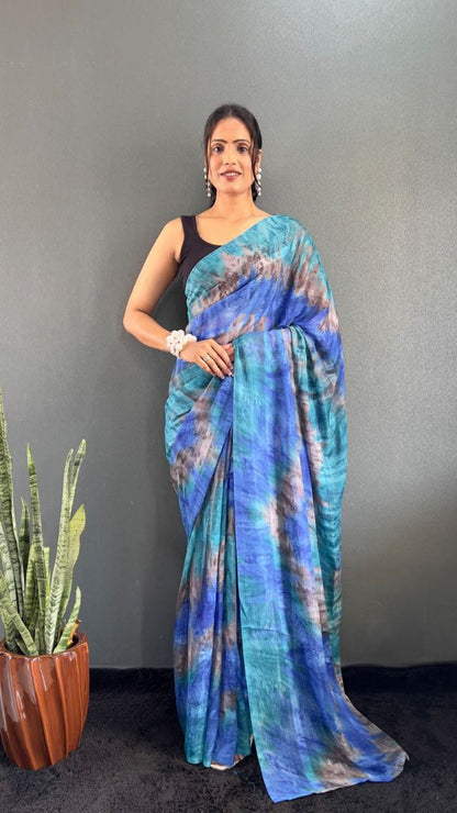 Multicolor Ready To Wear Georgette Saree