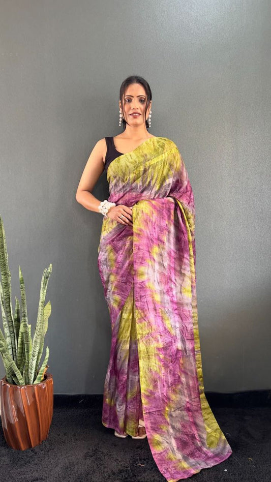 Multicolor Ready To Wear Georgette Saree