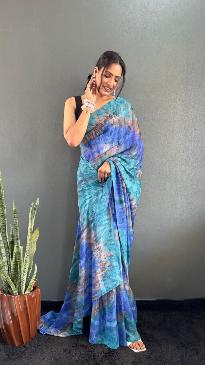 Multicolor Ready To Wear Georgette Saree