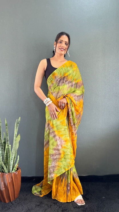 Multicolor Ready To Wear Georgette Saree