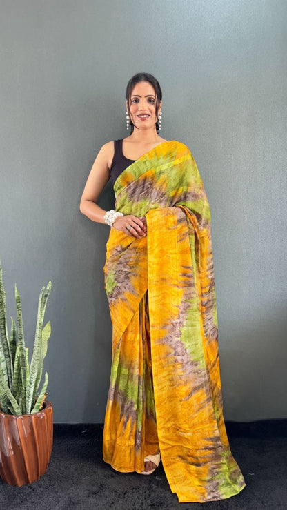 Multicolor Ready To Wear Georgette Saree