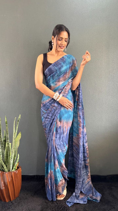 Multicolor Ready To Wear Georgette Saree
